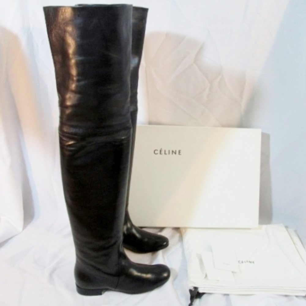 CELINE PARIS Leather Thigh High Boot 25 ITALY - Picture 1 of 8